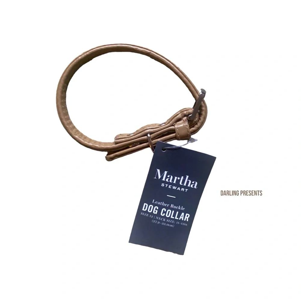 Martha Stewart Vegan Leather Engraved Buckle Dog Collar Color Beige Size 12/XS